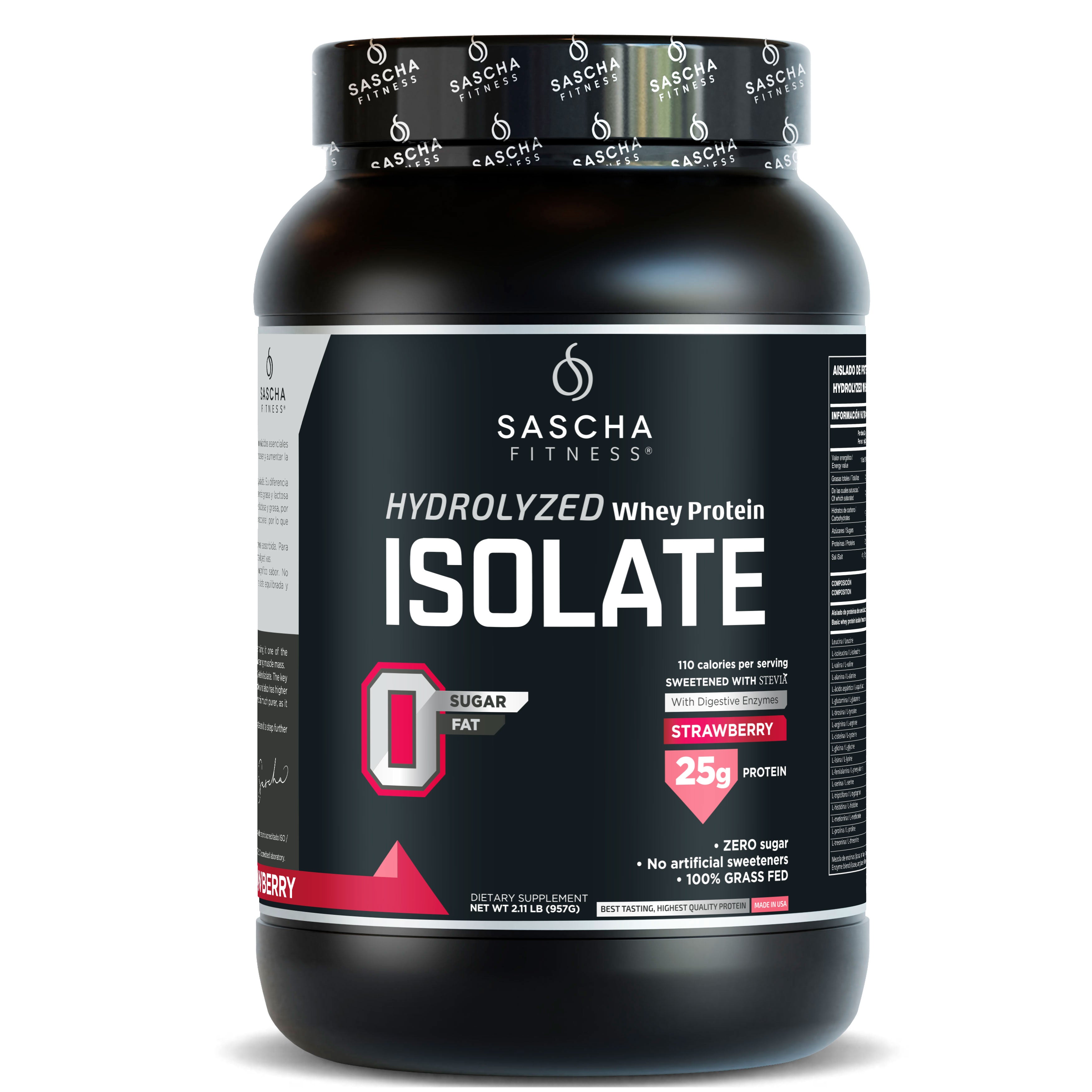 Proteína Whey Hidrolizada y Aislada sabor Fresa (957 g)