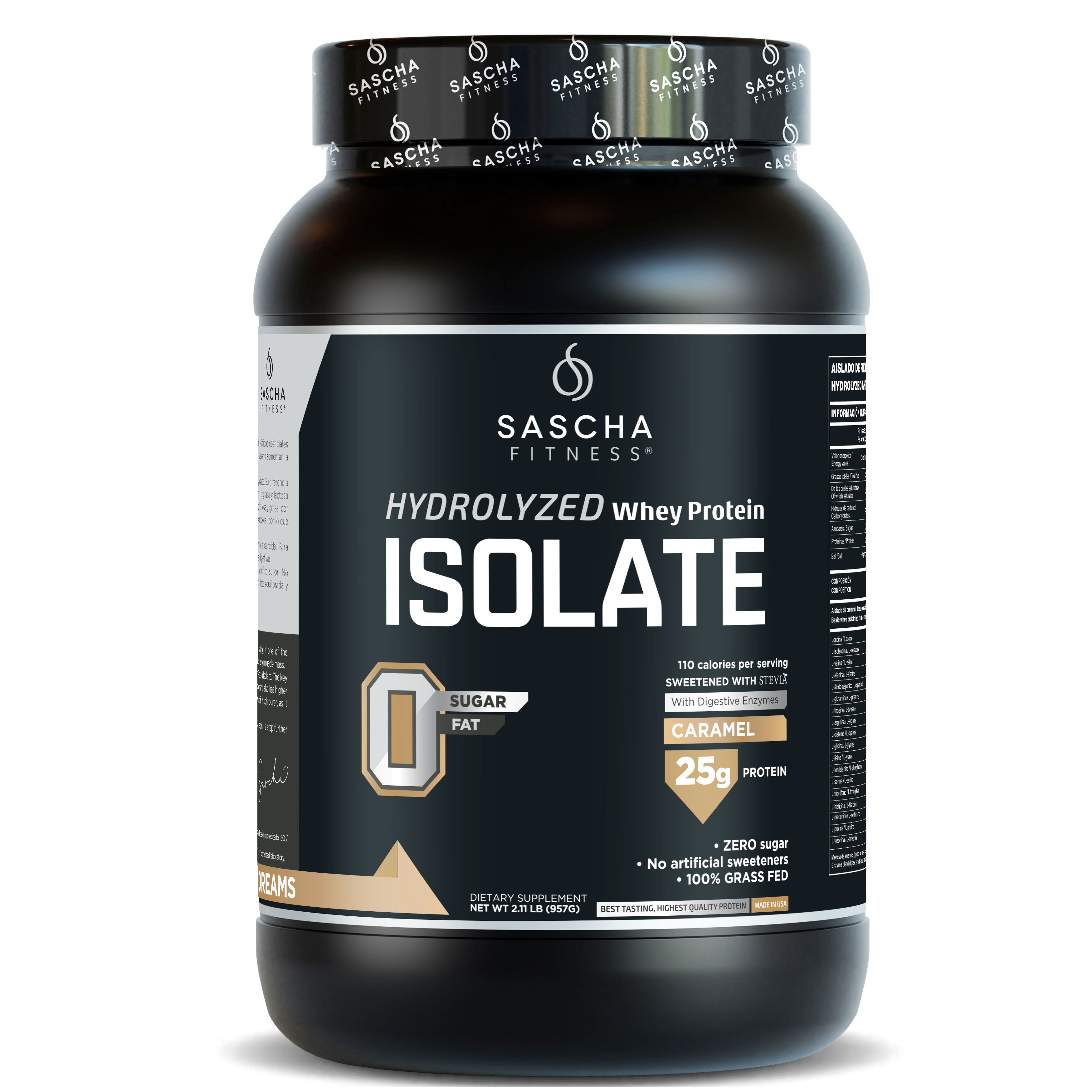 Proteína Whey Hidrolizada y Aislada sabor Caramelo - Sascha Fitness España