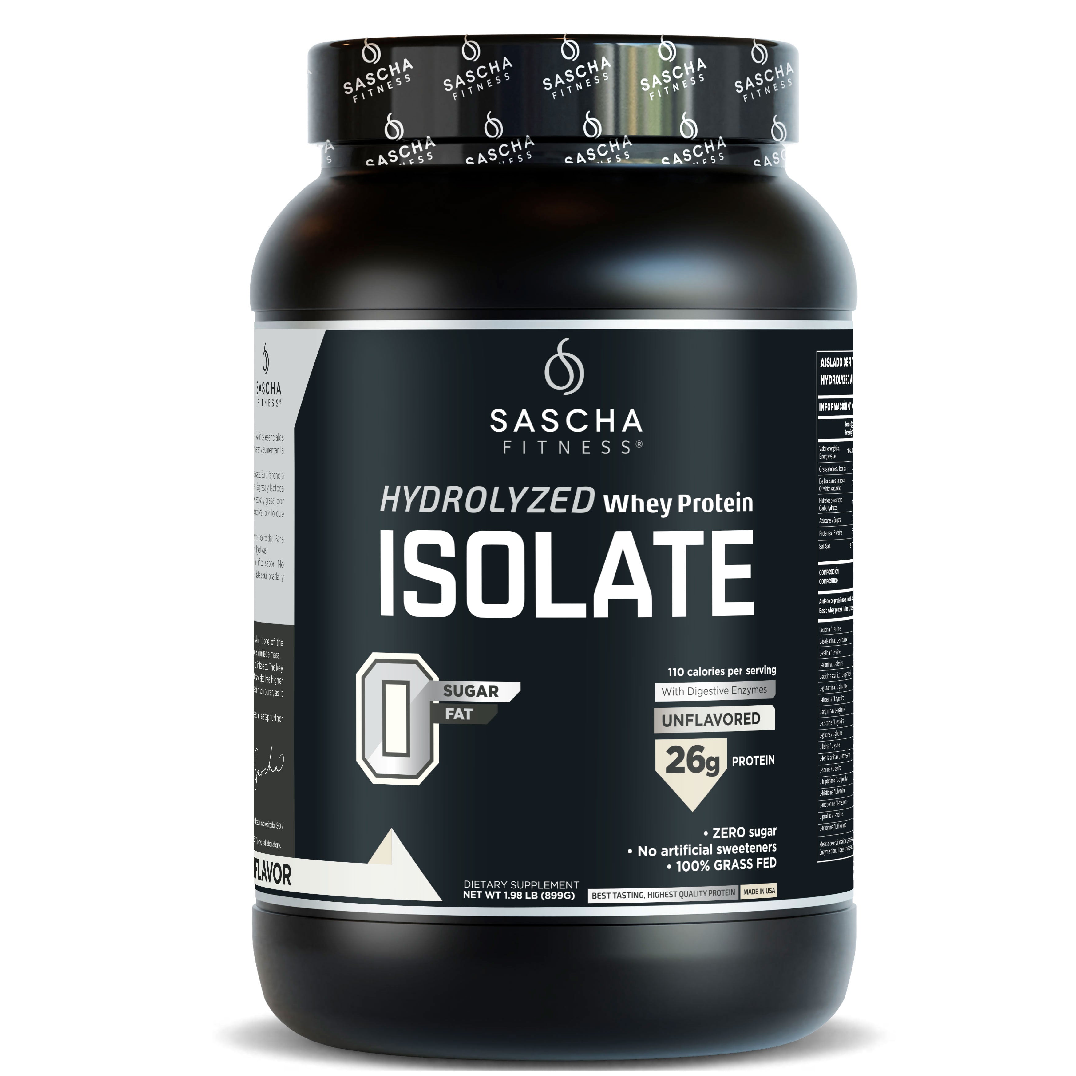 Proteína Whey Hidrolizada y Aislada sin sabor (899 g)