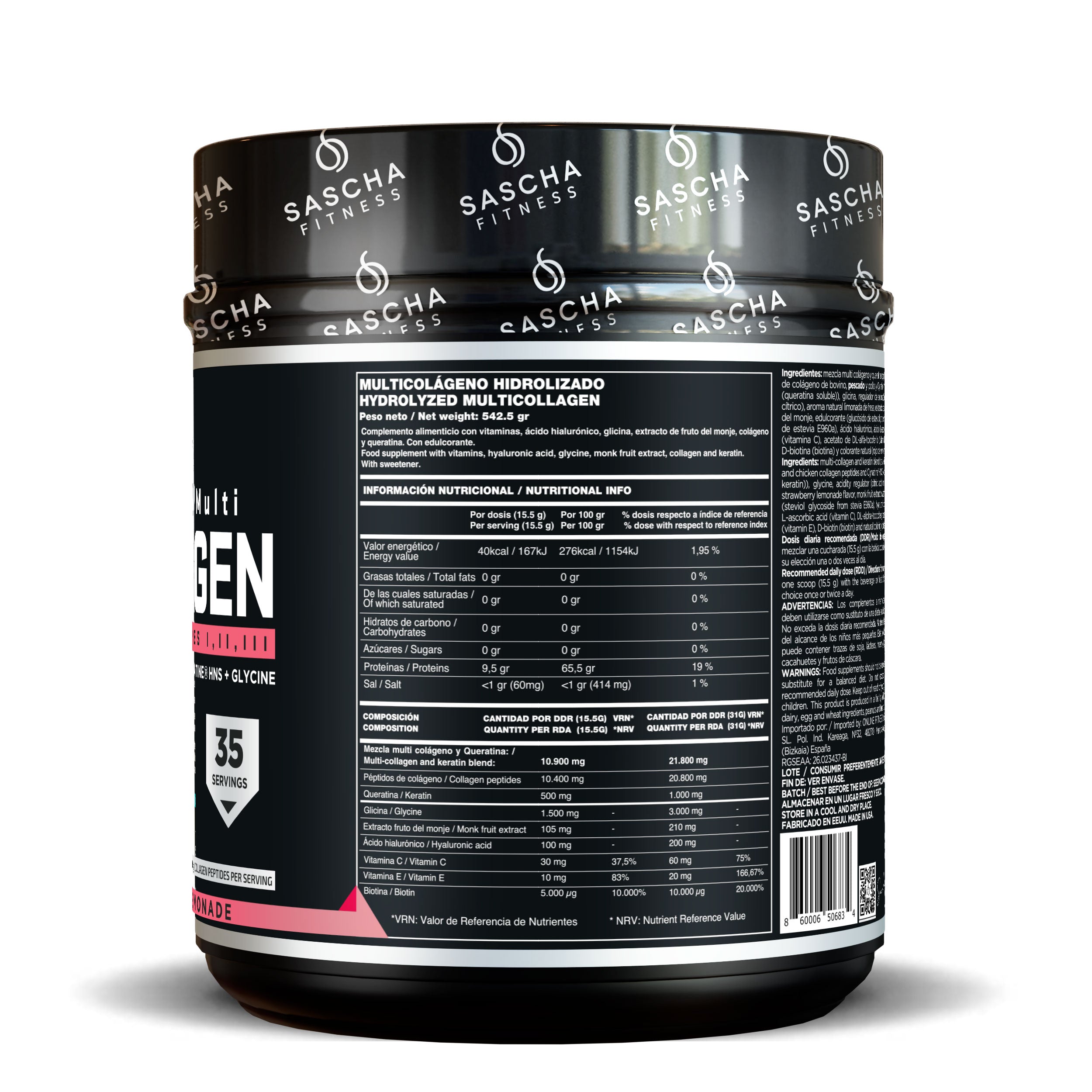 Multi-Hydrolysiertes Kollagen Erdbeer-Limonade-Geschmack (542,5 g)
