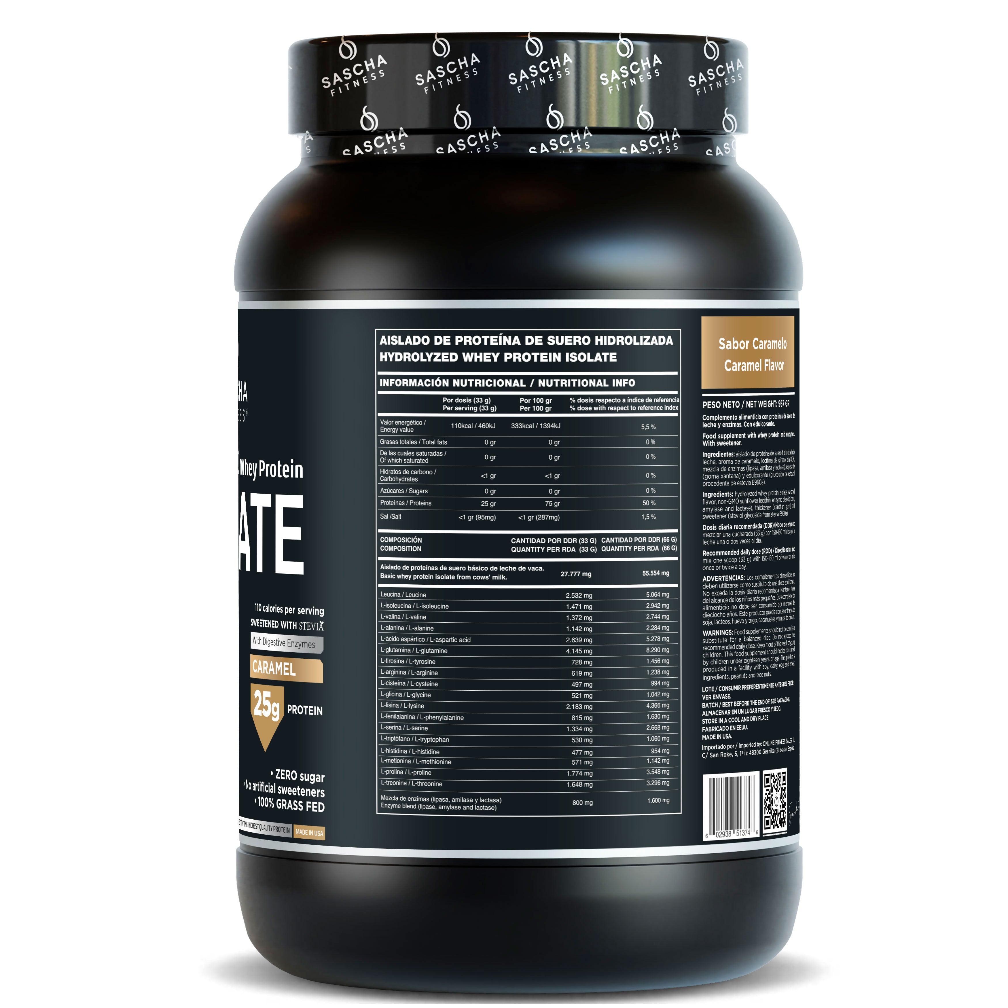 Hydrolyzed and Isolated Whey Protein Caramel flavor (957 g)