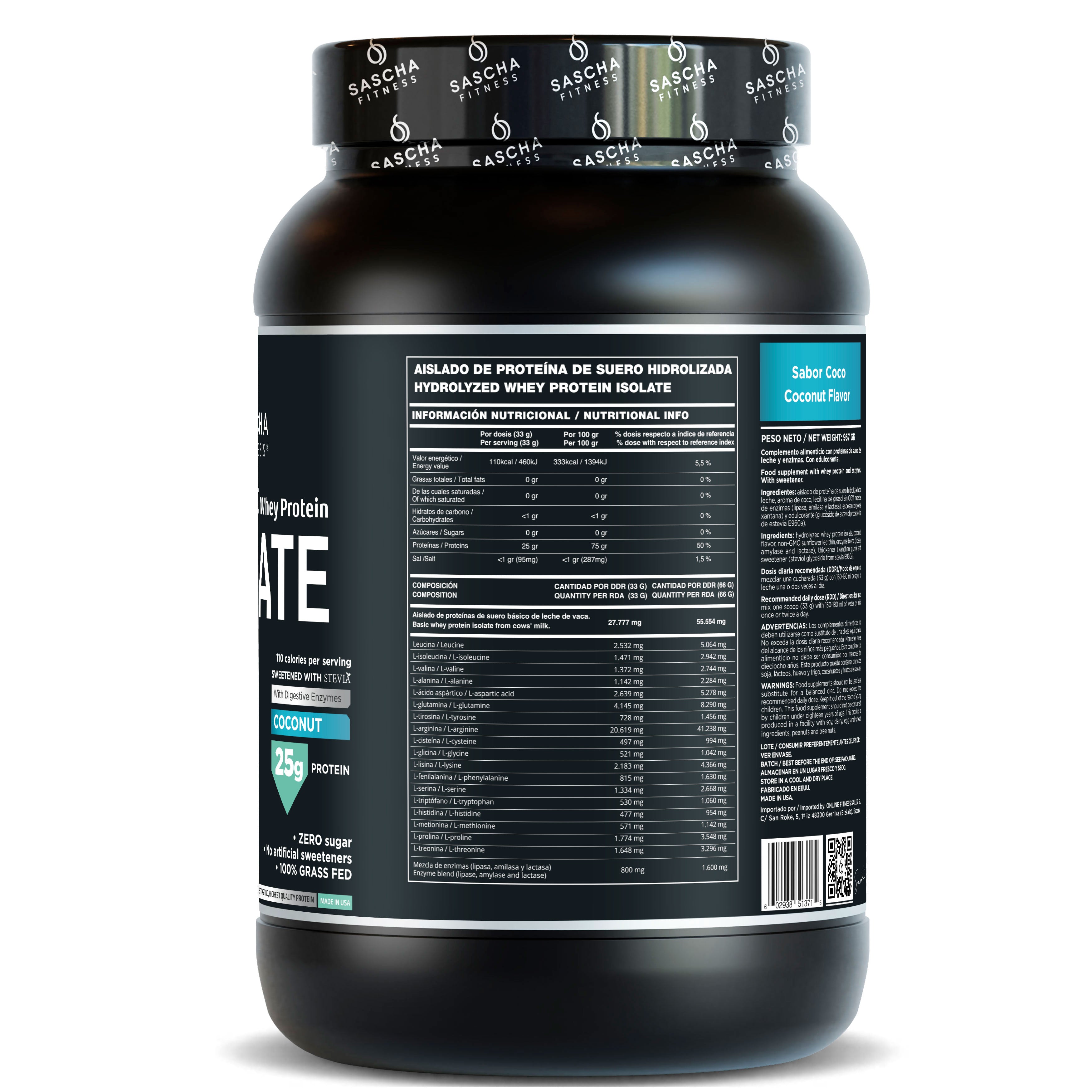 Hydrolyzed and Isolated Whey Protein Coconut Flavor (957 g)