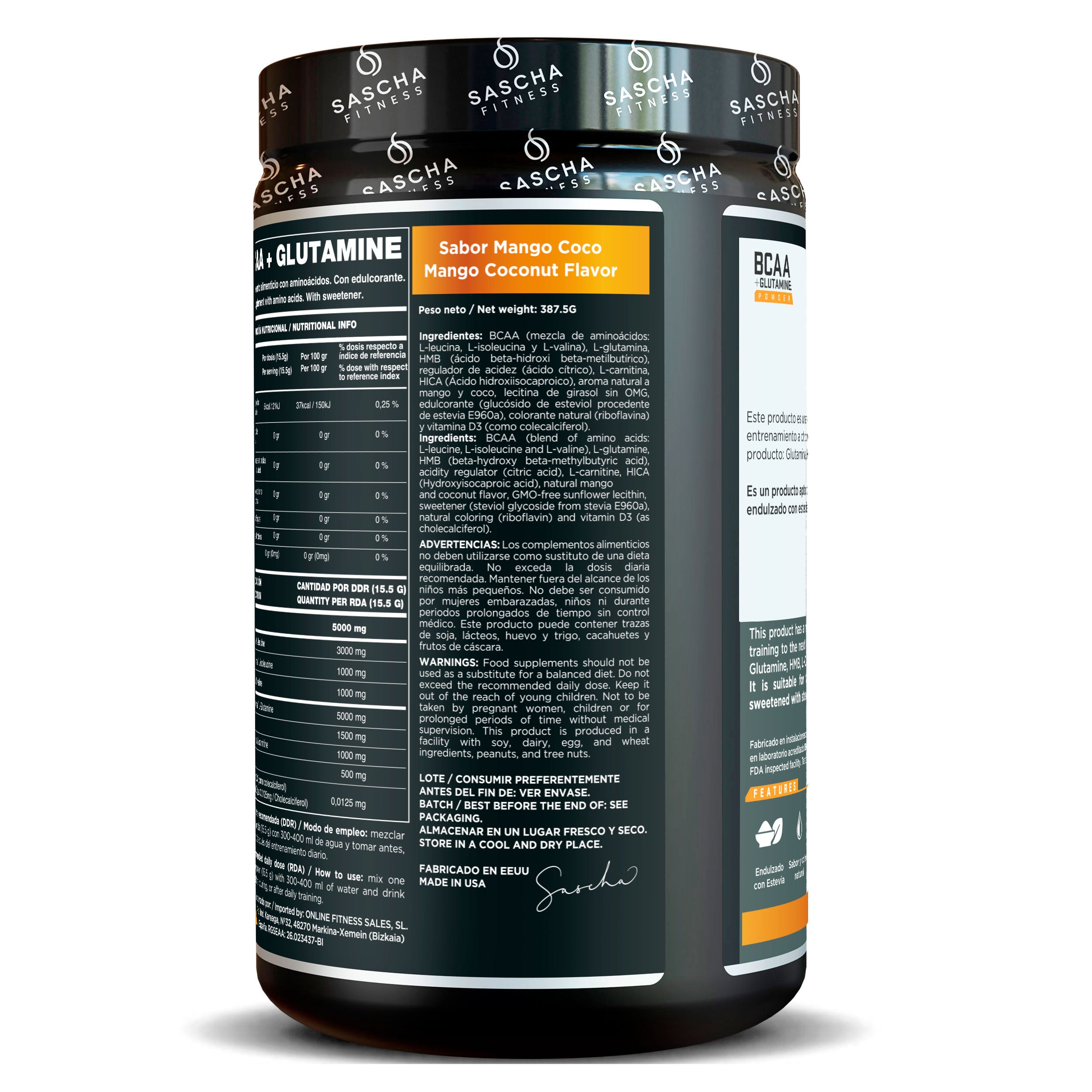 BCAA + Glutamin Geschmack Mango-Kokos (387,5 g)