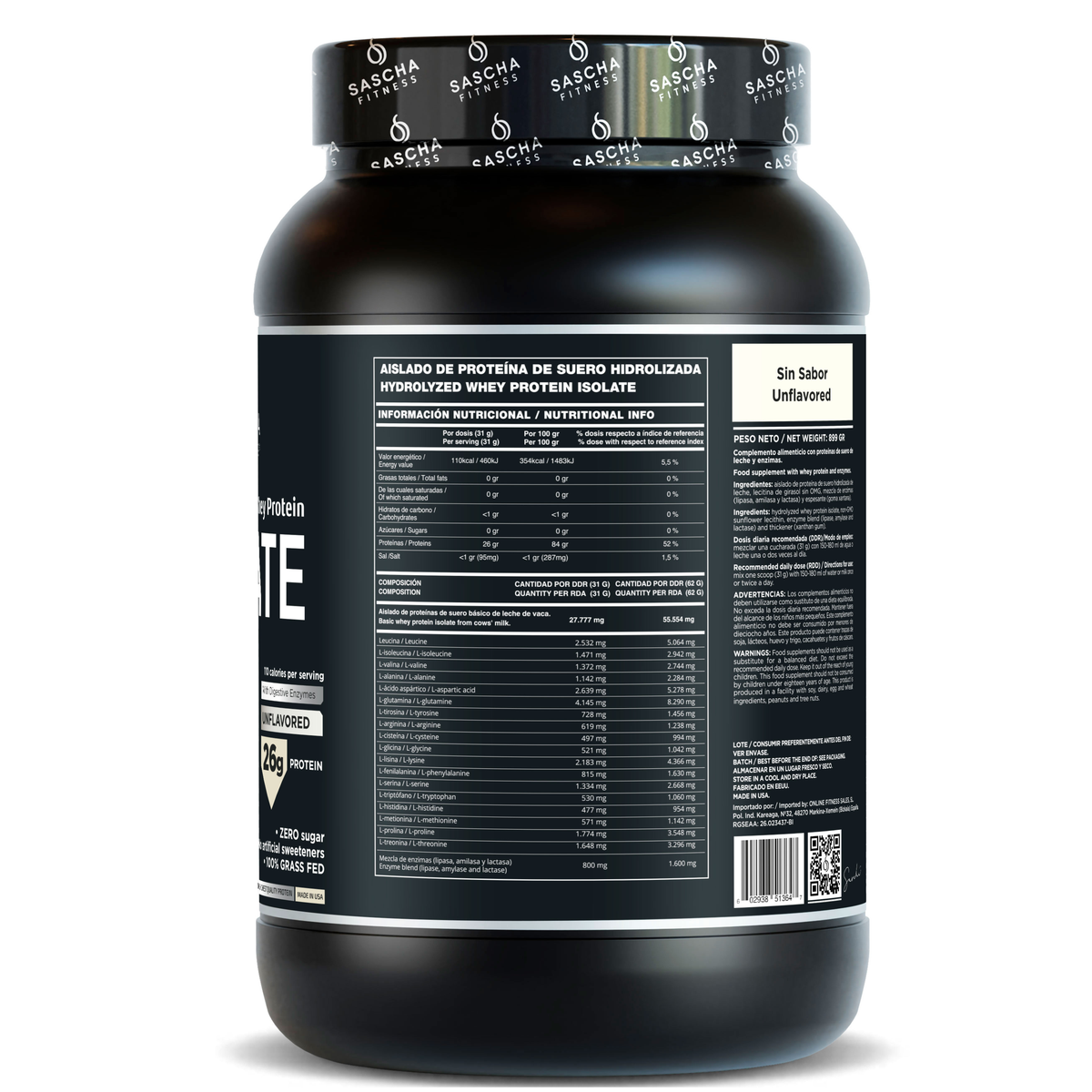 Hydrolyzed and Isolated Unflavored Whey Protein (899 g)
