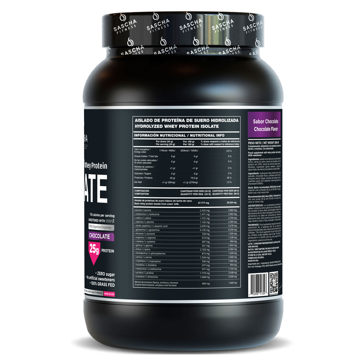 Hydrolysiertes und isoliertes Molkenprotein mit Schokoladengeschmack (986 g)