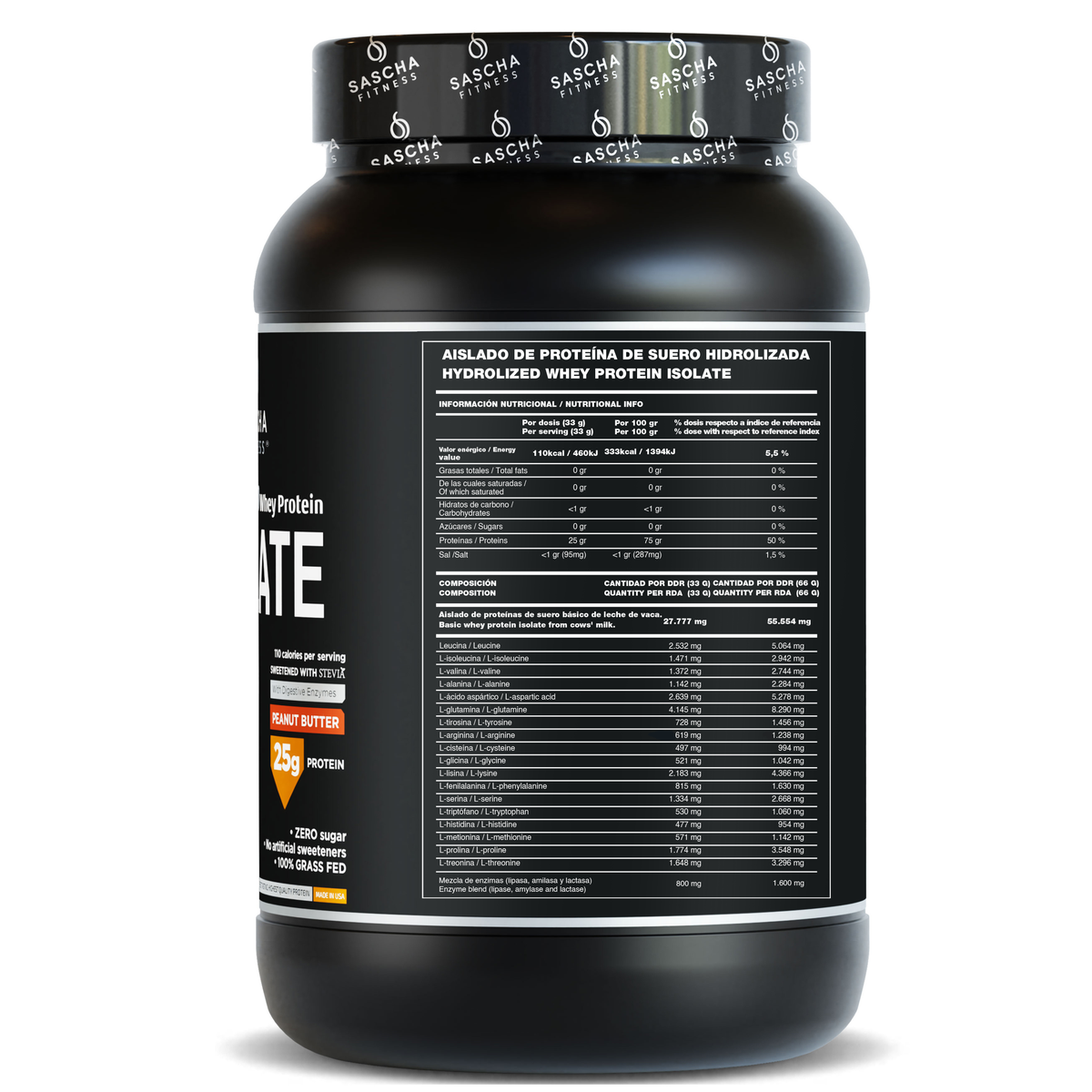 Proteína Whey Hidrolizada y Aislada sabor Mantequilla de cacahuete (1044 g)